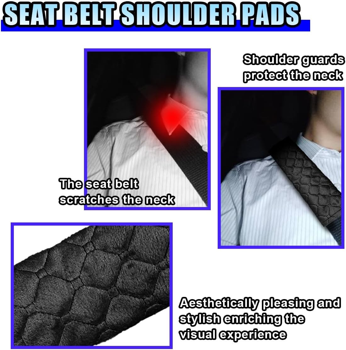 5PCS Soft Car Seat Belt Shoulder Pads – Comfort Cushion Covers fo Color: Black