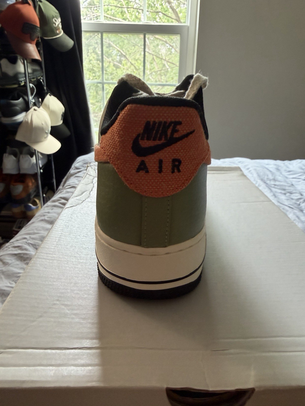 Nike Air Force 1 ’07 Oil Green/White/Safety Orange Low Top Leather FD0758-386