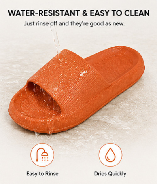 Size 36 Cloud Pillow Slippers, Ultra-Soft Quick-Dry Bathroom Slippers Orange