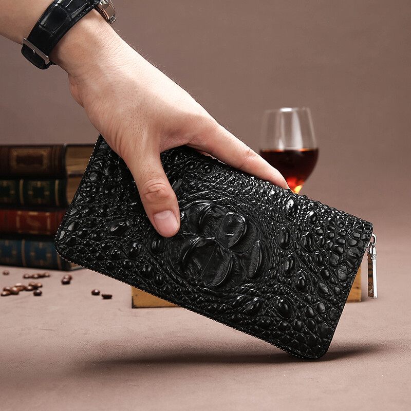Mens Leather Wallet Zipper Card Holder Long Phone Purse Clutch Handbag Billfold