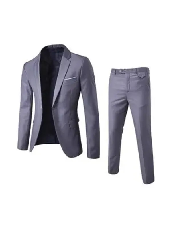 Men’s Korean Version Four Seasons New Fashion Solid Color Single Button Suit