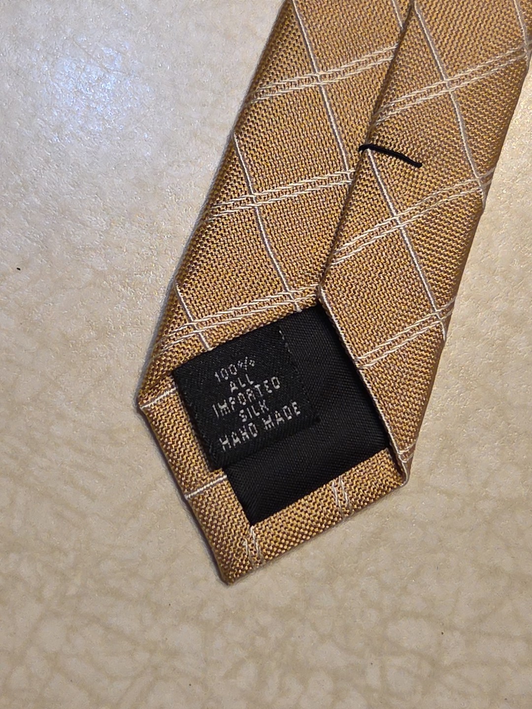 Kenneth Cole Silk Beige White Plaid