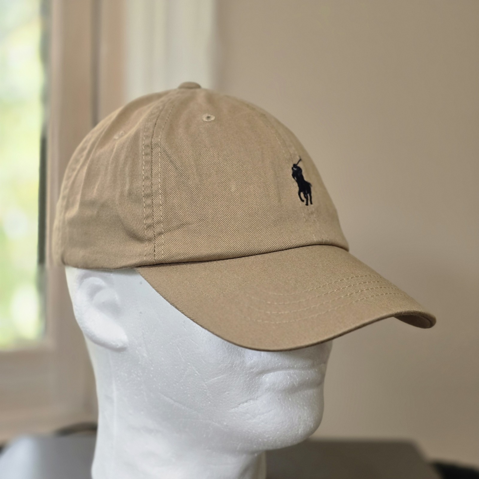 Polo Ralph Lauren Men’s One Size Cotton Chino Adjustable Ball Cap Beige Blue