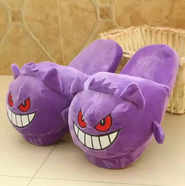 Gengar Open-Toe Plush Slippers Set, One Size Fits All Cute Cartoon Socks Gift