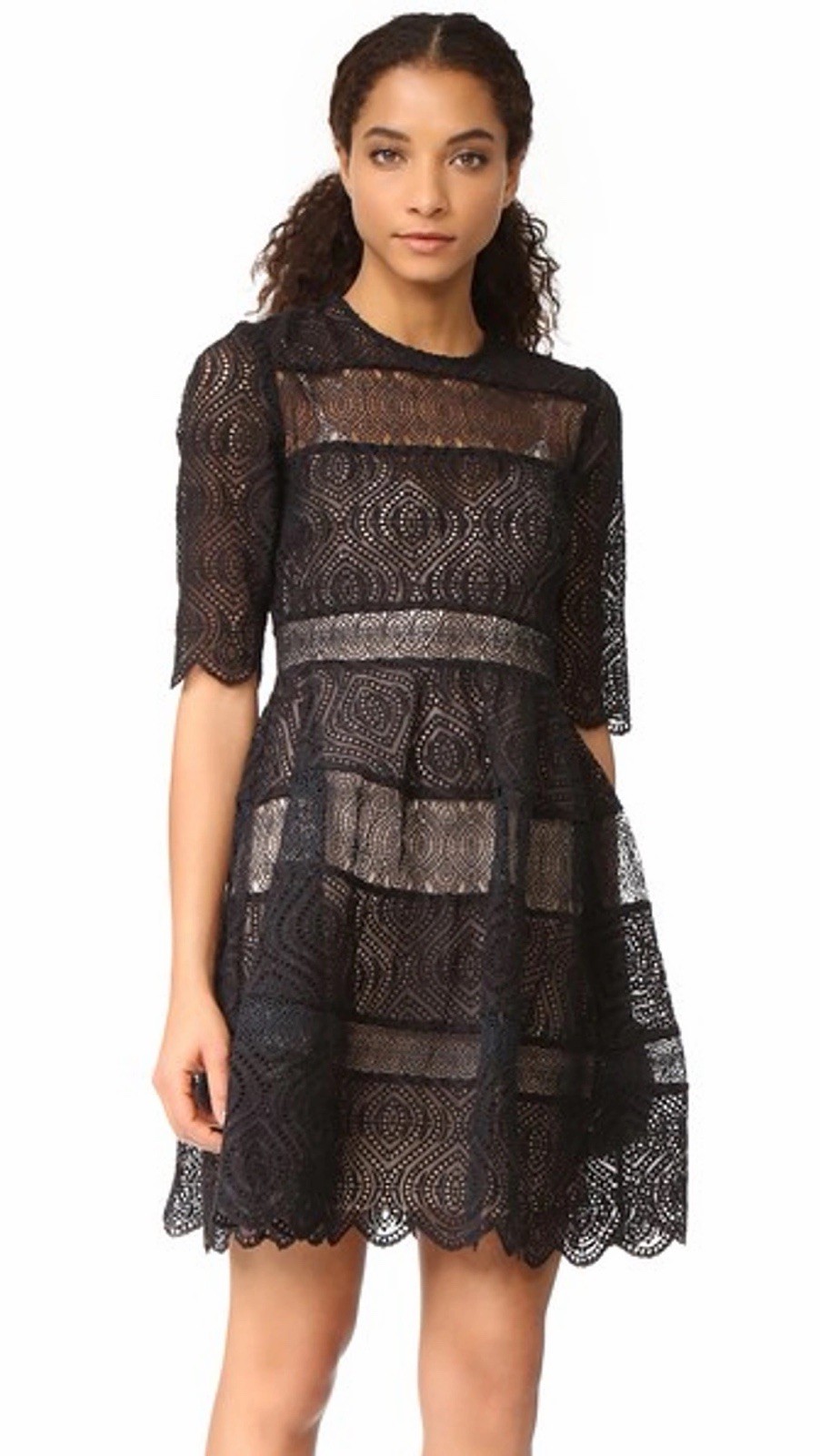 ZIMMERMANN Adorn Embroidered Mini Bell Dress In Black