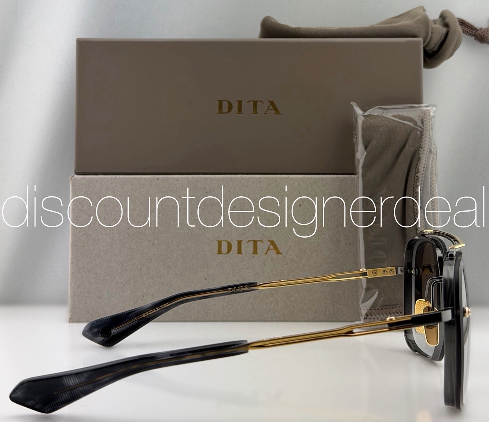 DITA Mach-Six Sunglasses Black Yellow Gold Gray Gradient 62mm NEW DTS121-62-05