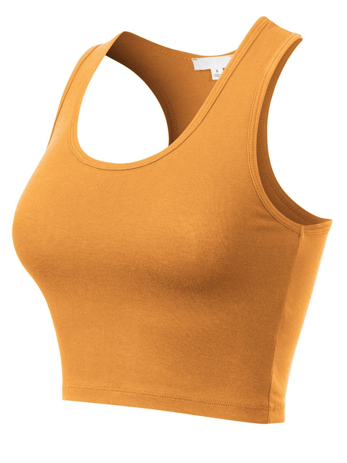 MixMatchy Cotton Basic Sleeveless Racerback Sports Crop Tank Top
