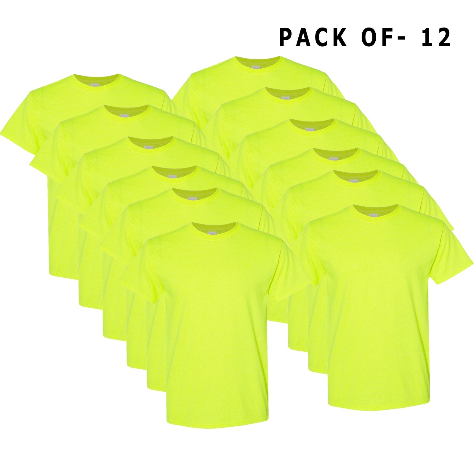 Hi Vis T-Shirt Work Safety Green GILDAN Short-Sleeve 12 Pack Safety Shirts