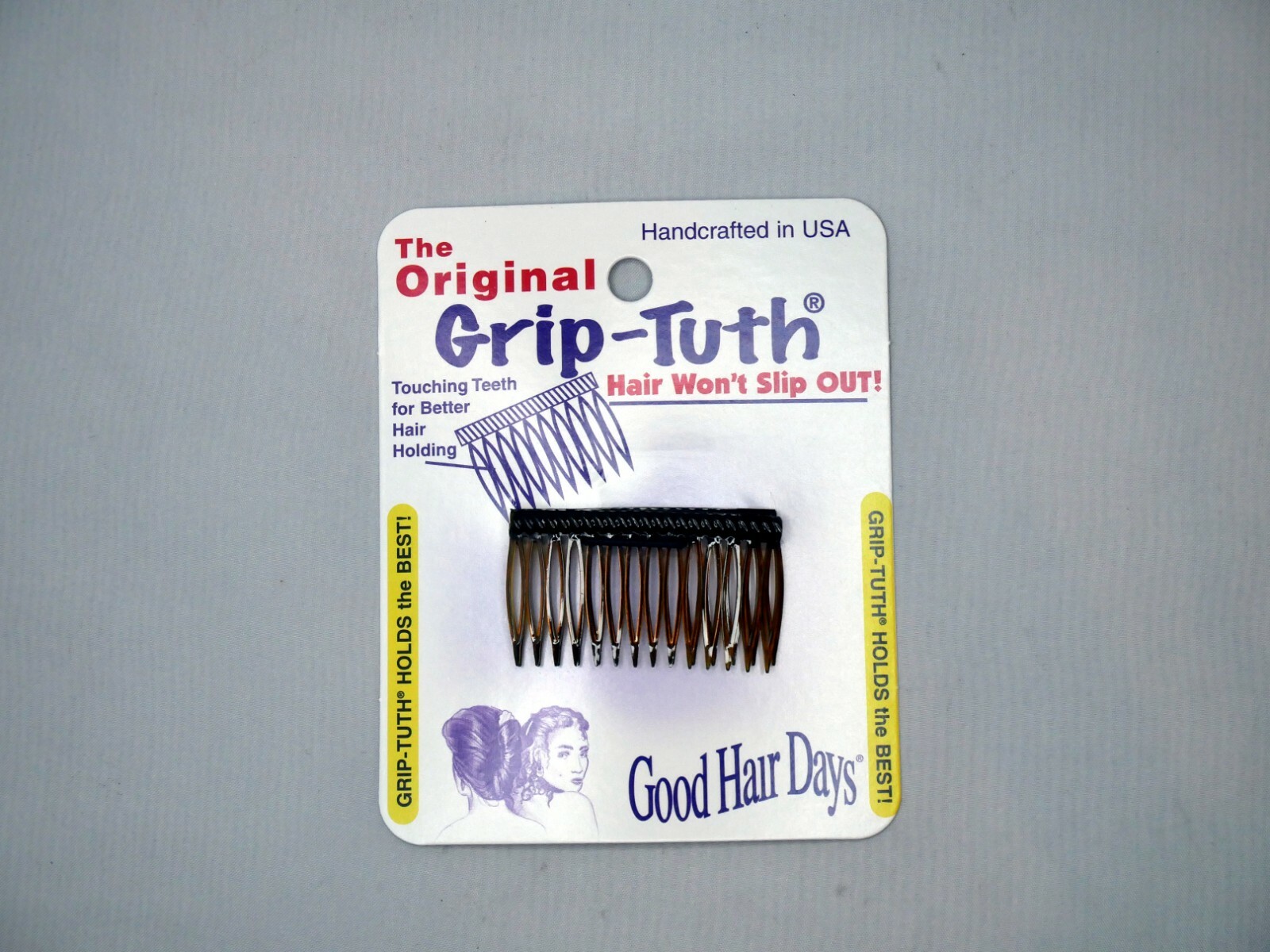 4 Combs x Good Hair Days Grip-Tuth® 1 3/4″ Brown Shorty Combs Made in USA 40163