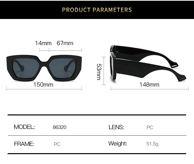 Oversized Thick Frame Square Sunglasses Retro Men’s Women Outdoor UV400 Glasses