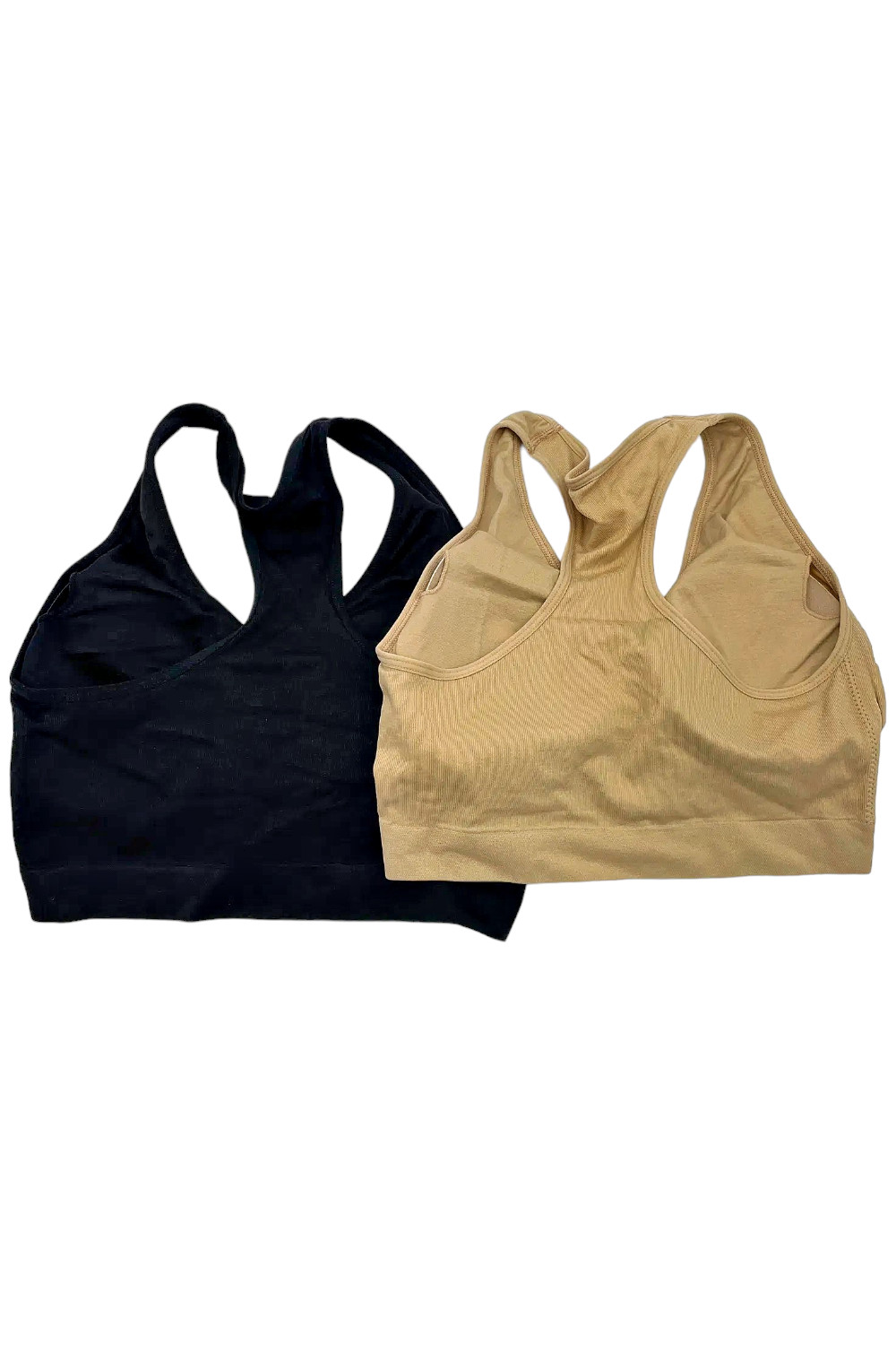 Rhonda Shear 2-pack Seamless Racerback Ahh Bra Black/Tan