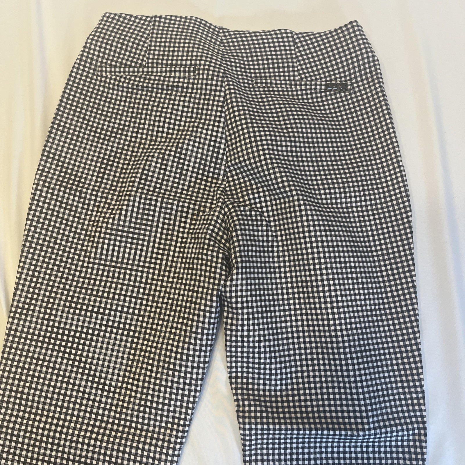Calvin Klein Womens Pants Size 4 Black White Checker Stretch Career Slim Fit