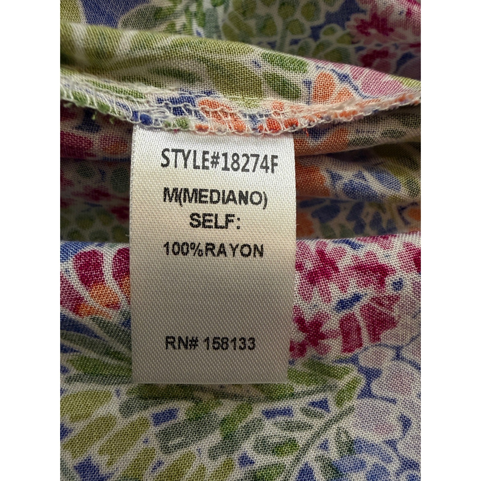 Staccato Womens Floral Surplice V-Neck Rayon Blouse Multicolor Short Sleeve M