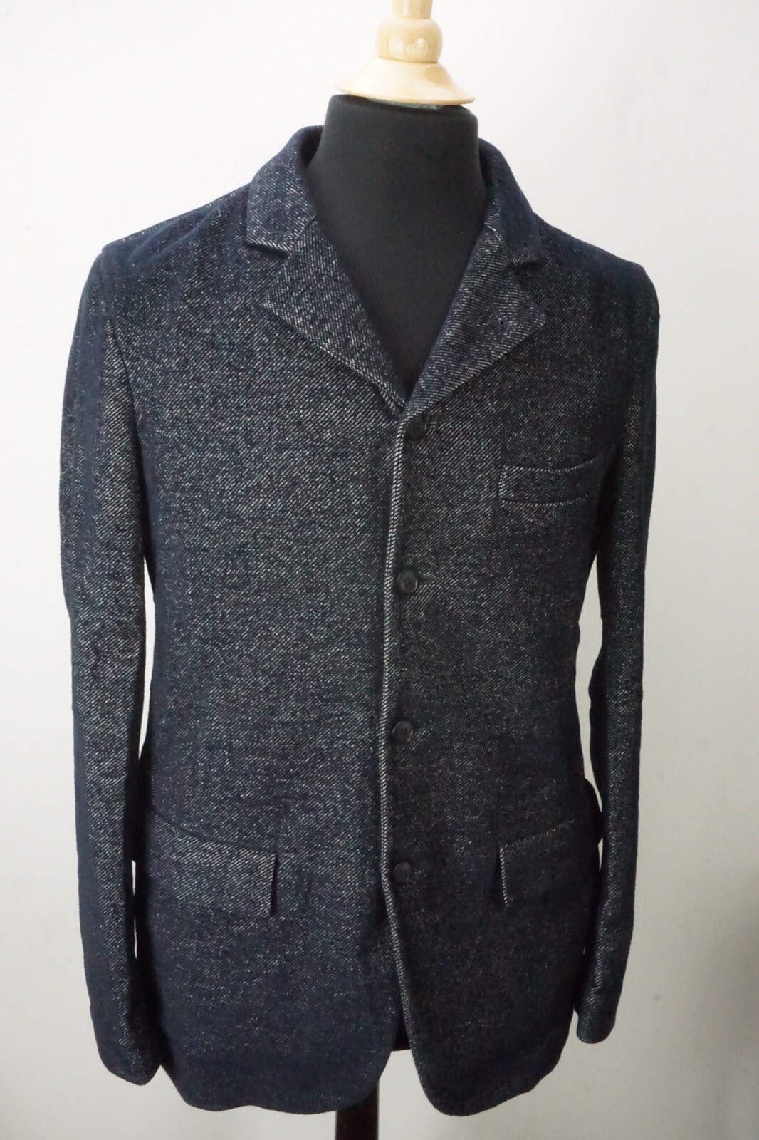 Giorgio Armani Black Label Blue Striped Cashmere 2 Pc Suit Jacket Pants 48 NEW