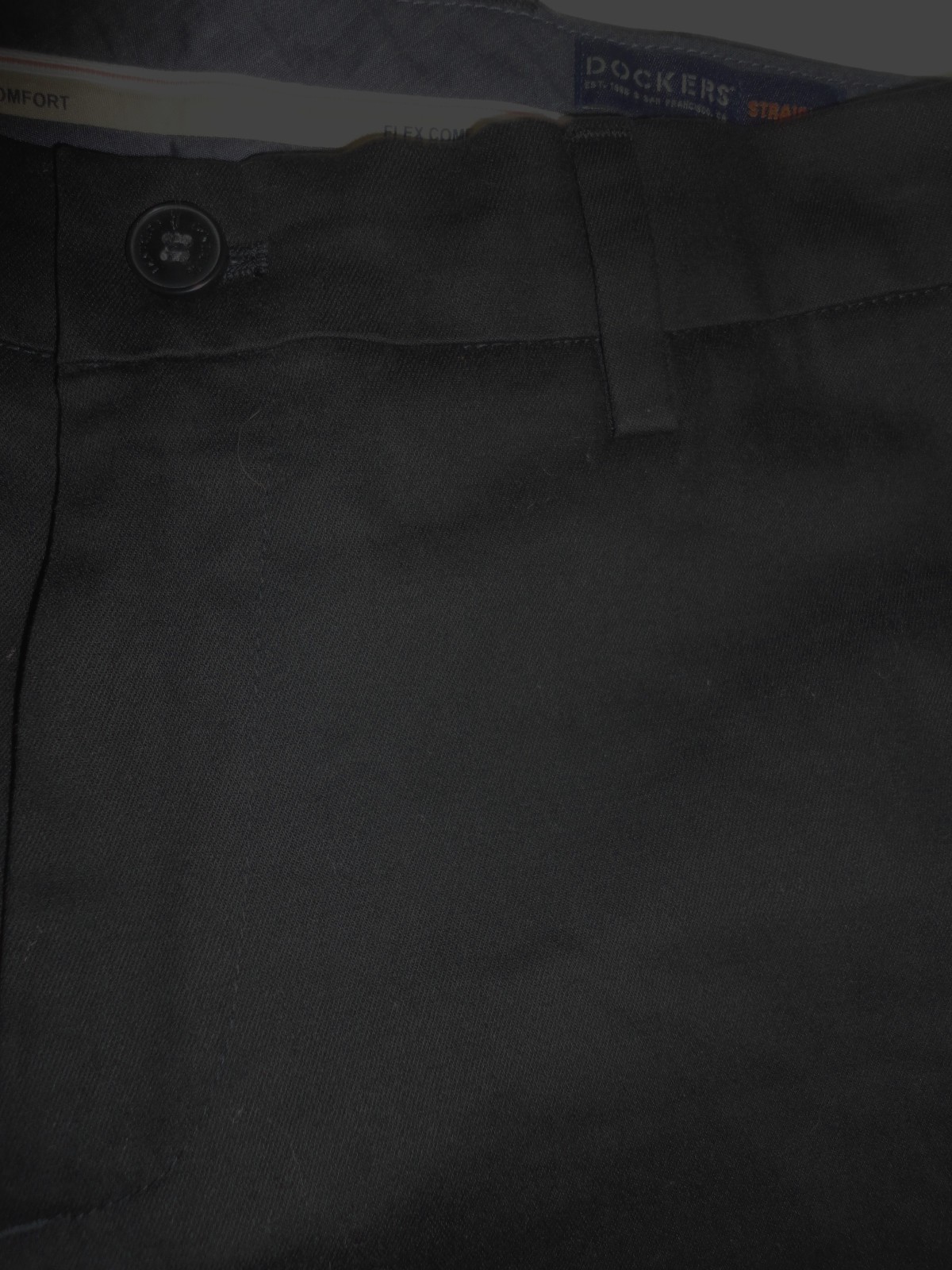 DOCKERS Mens SIGNATURE KHAKI LUX COTTON STRETCH BLACK PANTS~30 X 32~NEW