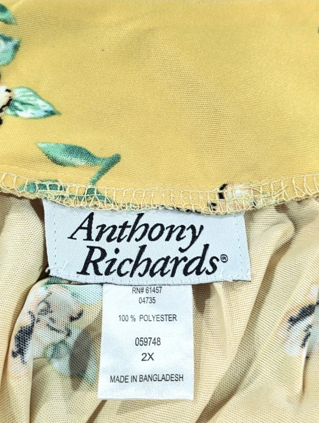 Anthony Richards VTG Yellow Floral Mumu House Patio Dress Lounger Women’s Plus
