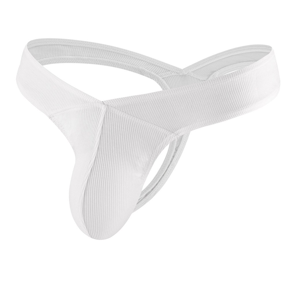 Men’s Curved Pouch Thong Underwear T-Back Low Rise G-String Nylon Spandex Mix