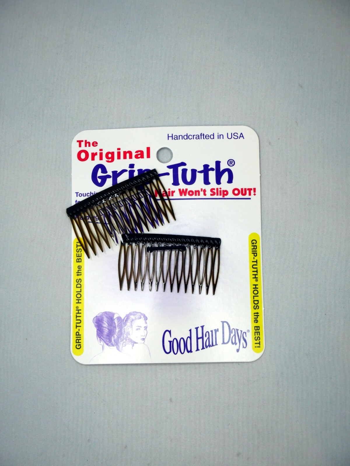 4 Combs x Good Hair Days Grip-Tuth® 1 3/4″ Brown Shorty Combs Made in USA 40163