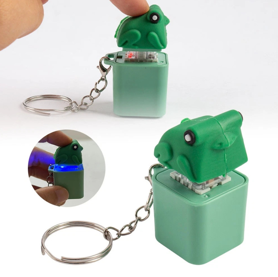 Frog Knocking Toy Frog Keyboard Keychain Decor Emit Light And Sound Pendant TL
