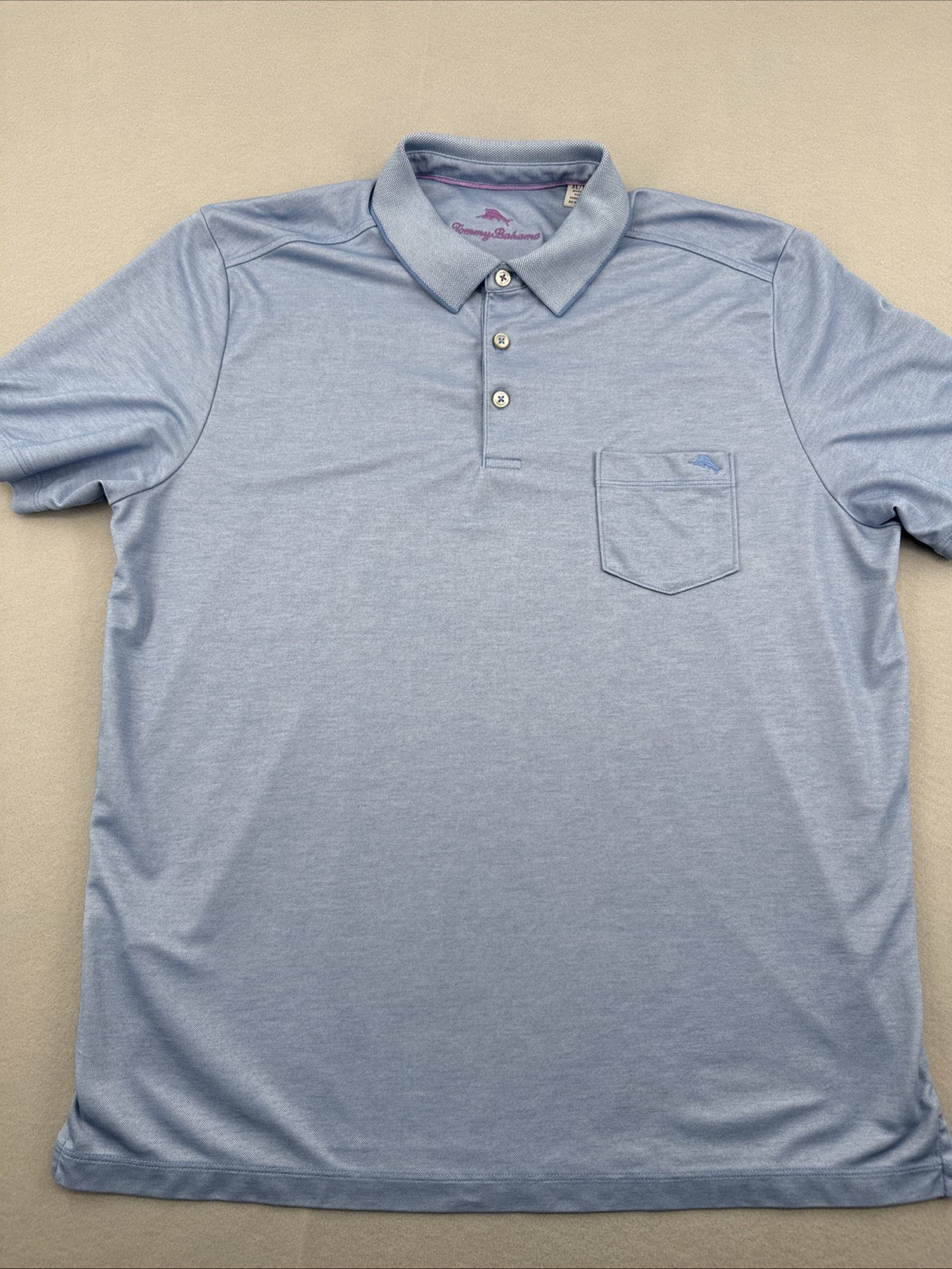 Tommy Bahama Pima Cotton Blend Short Sleeve Polo Mens XL Blue Golf Lightweight