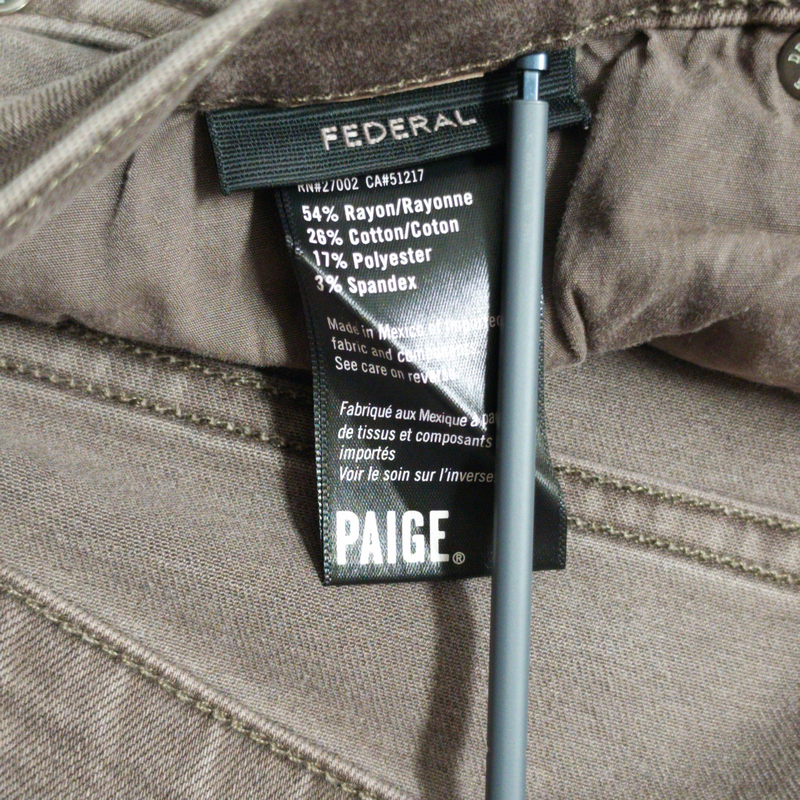 PAIGE Federal Men’s Jeans 34×32 Vintage Falcon Gray Slim Straight