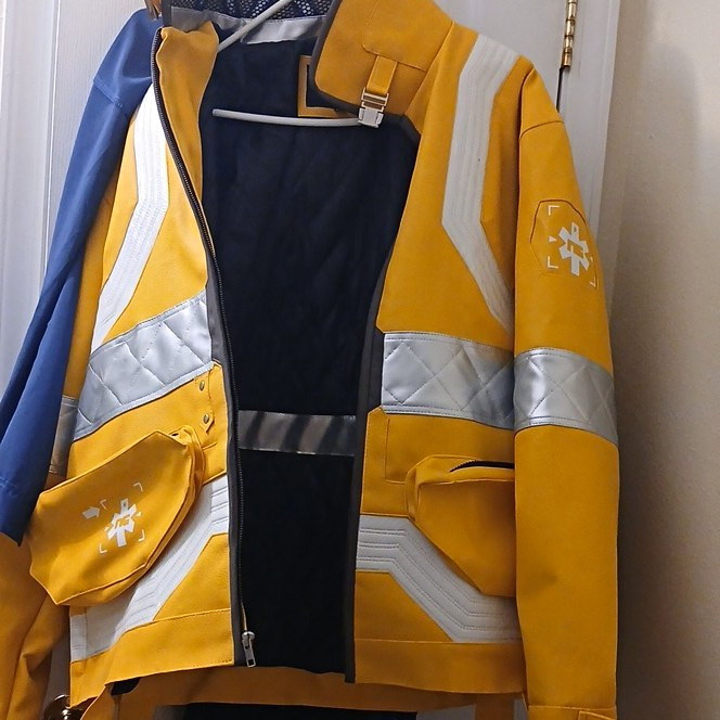 Cyberpunk Leather Jacketer Men’s Yellow Reflective Stripe Full Zip Jacket 3XL