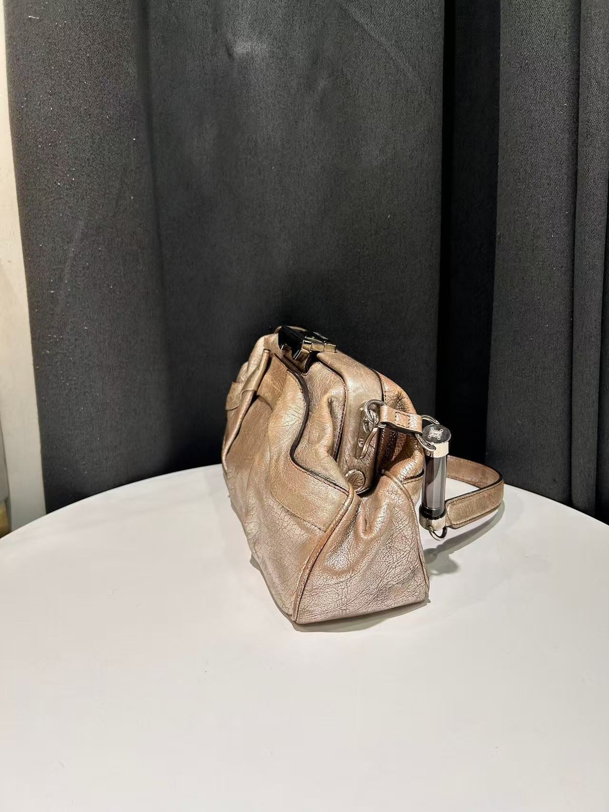 Celine Handbag Doctor Kelly Vintage Gold Leather France