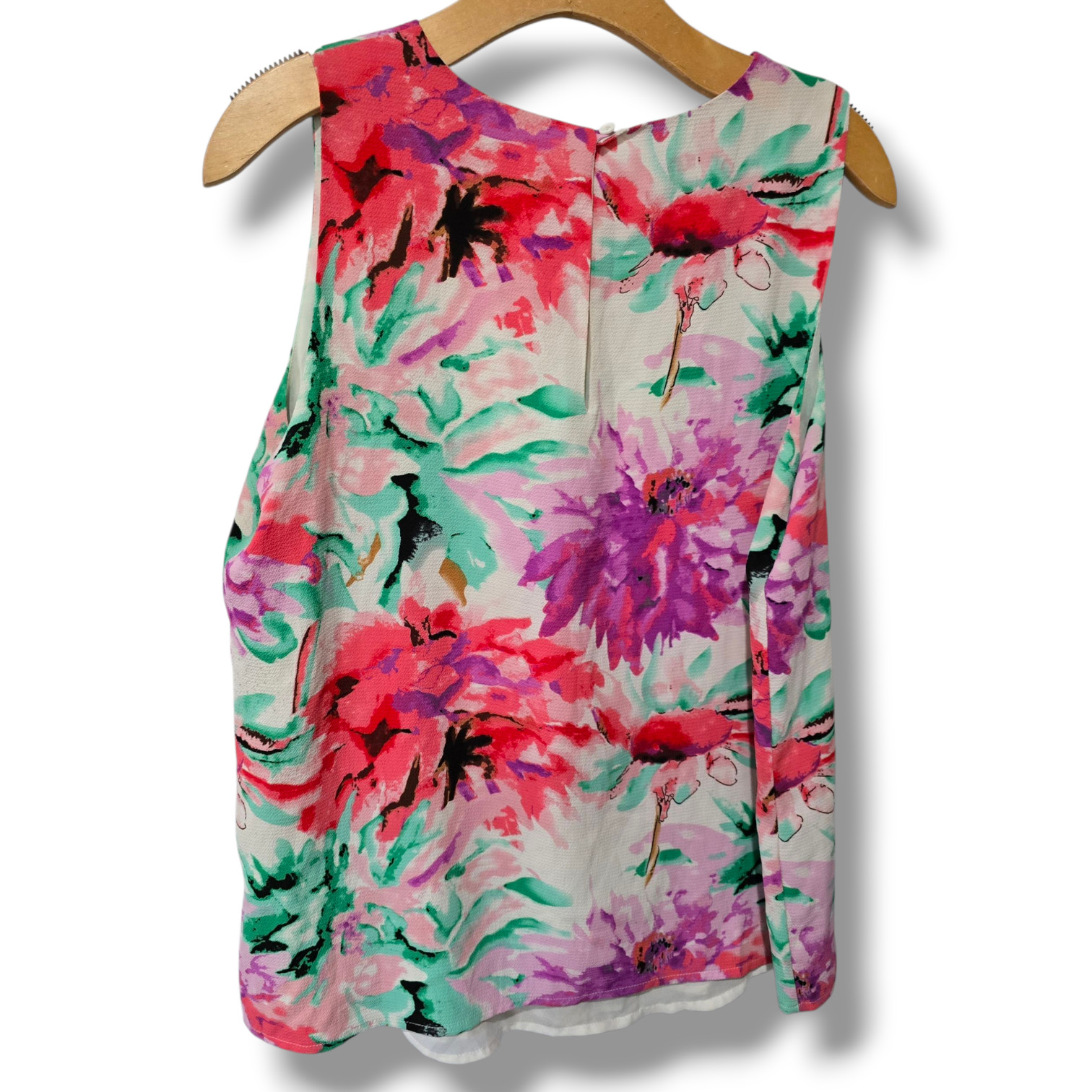C&E Women’s Multicolor Floral Layered Blouse Large Polyester Spandex Blend