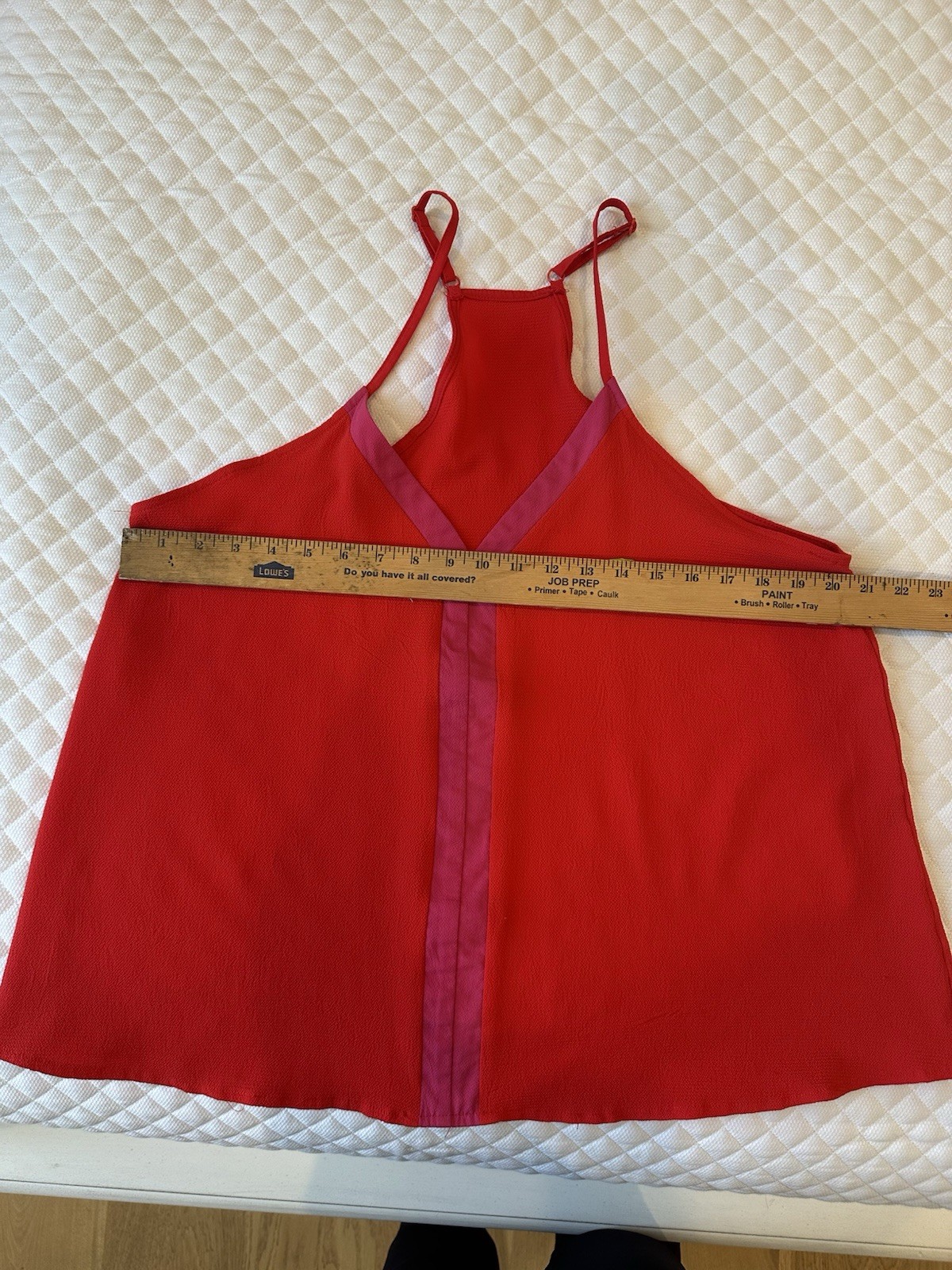 Red Pink Colorblock V-Neck Camisole Tank Top Adjustable Straps Pullover