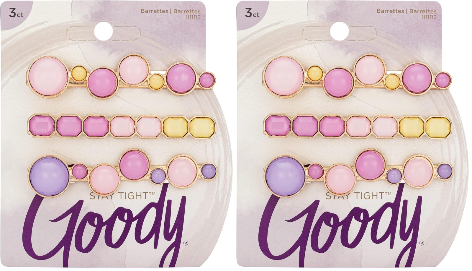Assorted Watercolor Hair Barrettes – Slideproof, Pain-Free, 3 Count Pack – All H