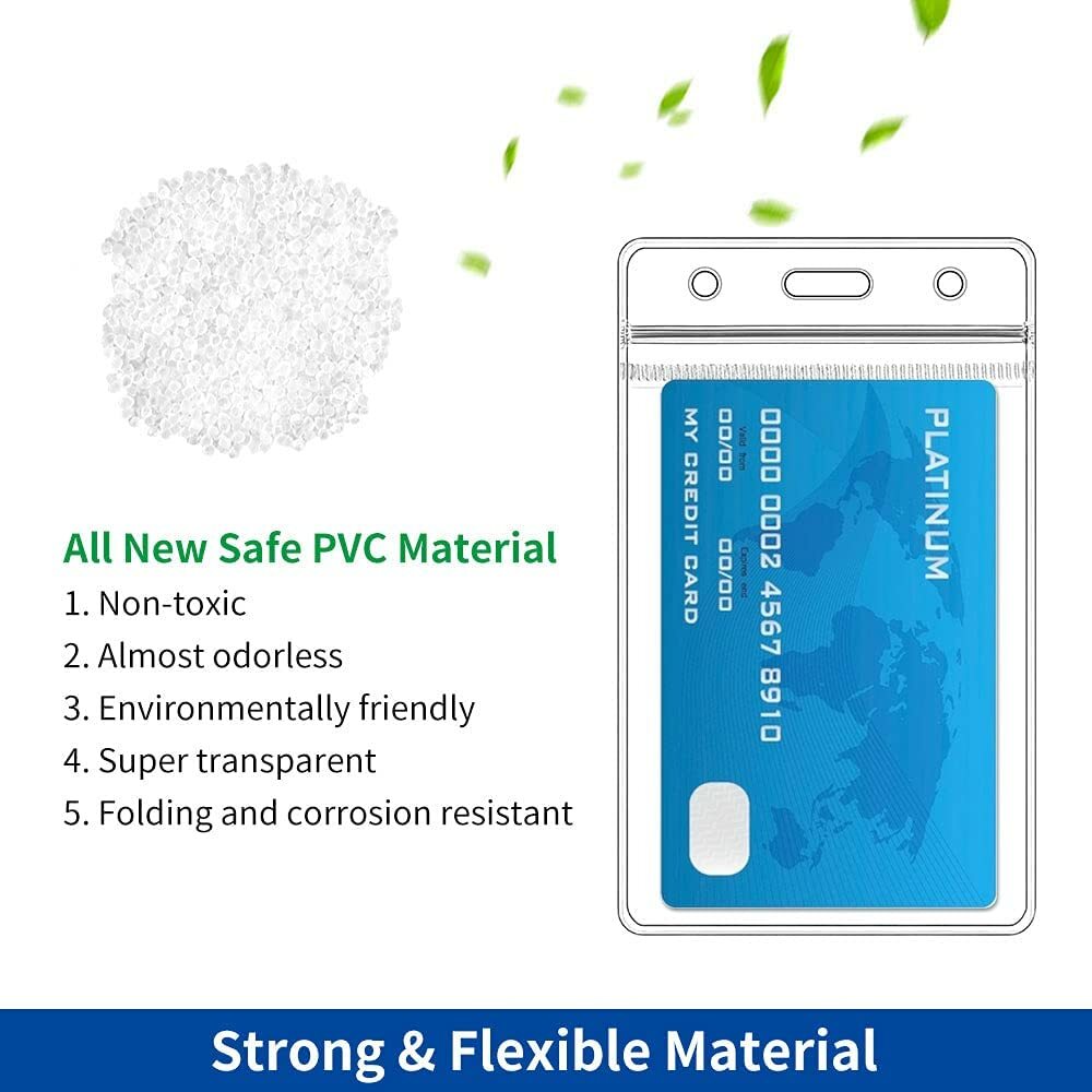 1 – 4 Pack WATERPROOF vertical ID Card Holder Credit Clear Badge hospital travel
