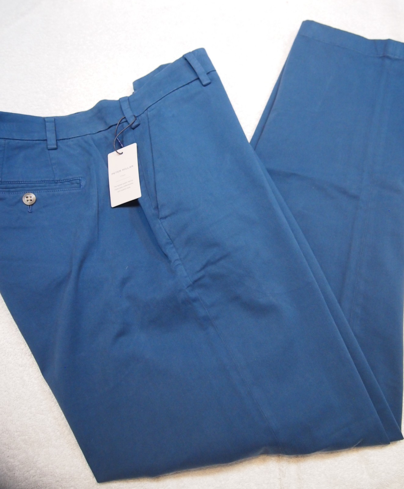 Peter Millar Signature Sateen Cotton Blend Pants NWT $188 36 x 32 Navy Blue