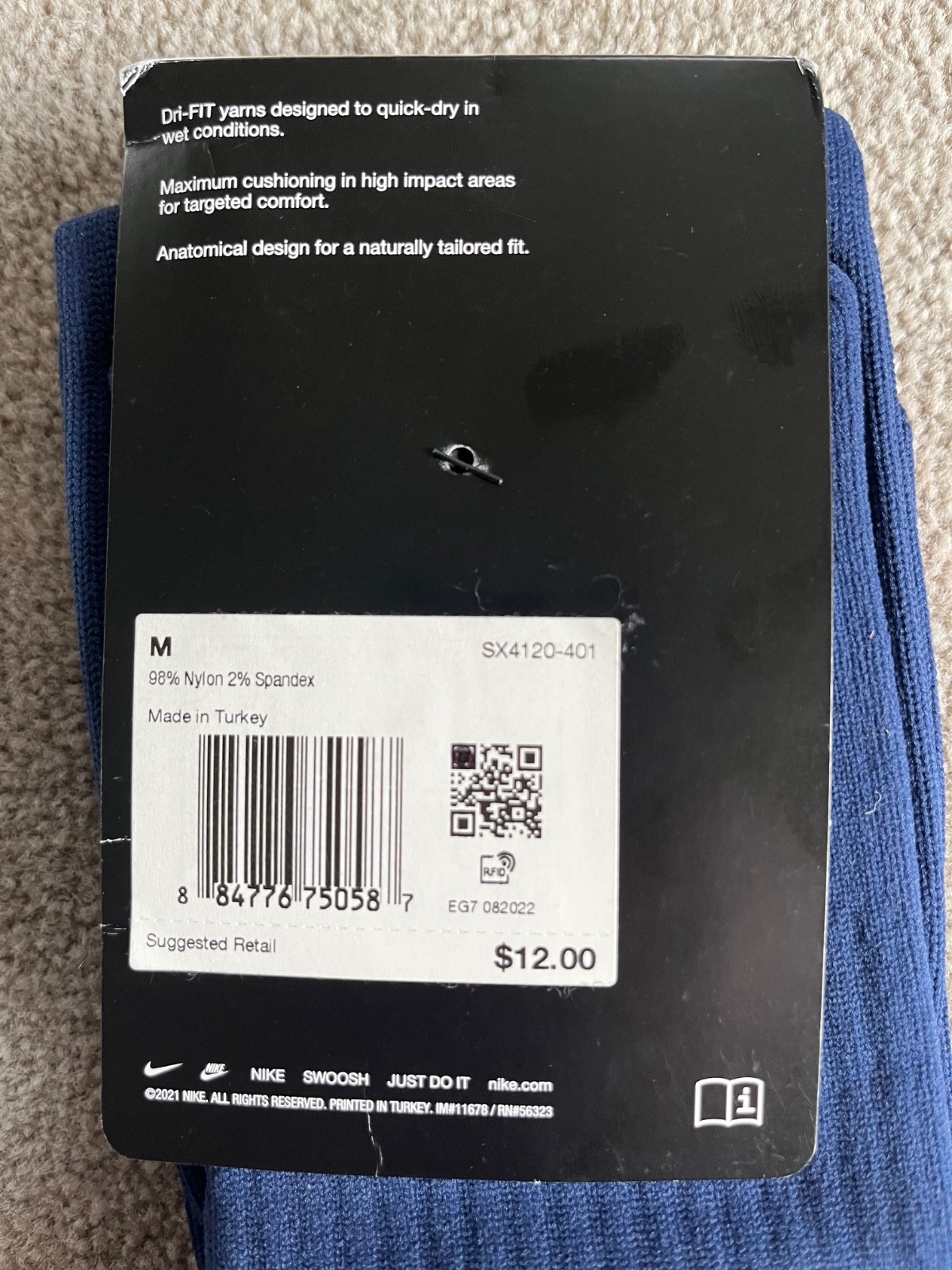 Nike Academy Soccer Socks Midnight Navy Blue Unisex Medium – one pair – NWT