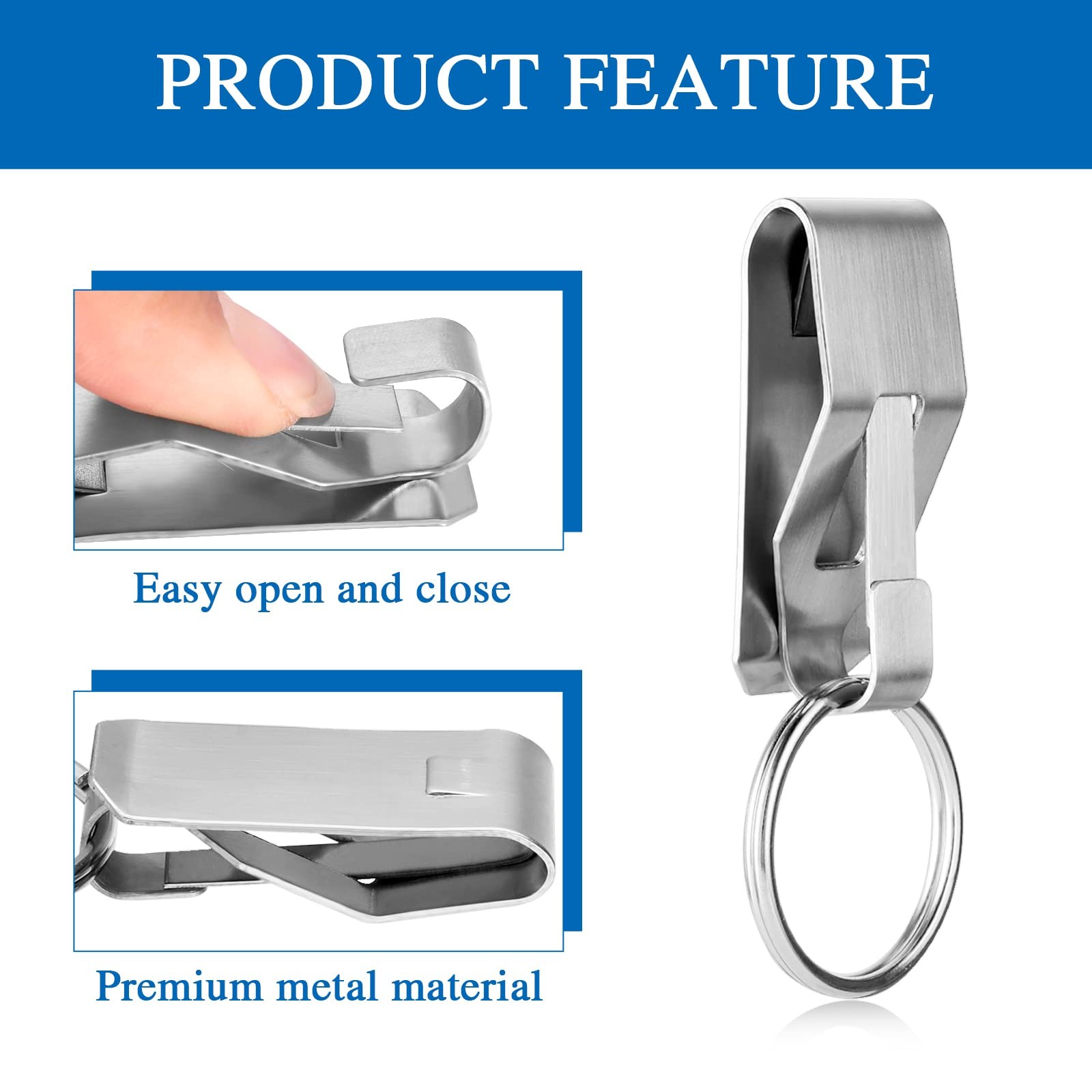 4 Pcs Metal Belt Key Clips Key Holder Clip Keychain for Home Office Supplies