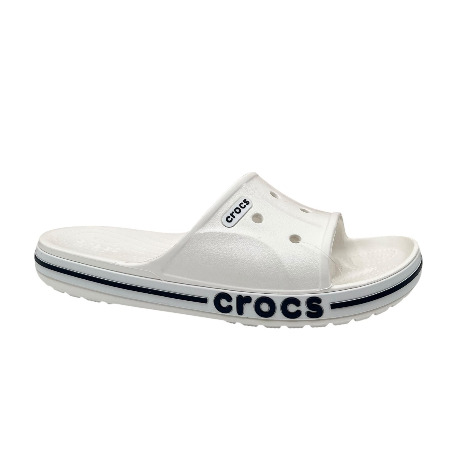 Crocs Bayaband Womens Slide Sandal Size 9 White Navy Water Friendly Lightweight