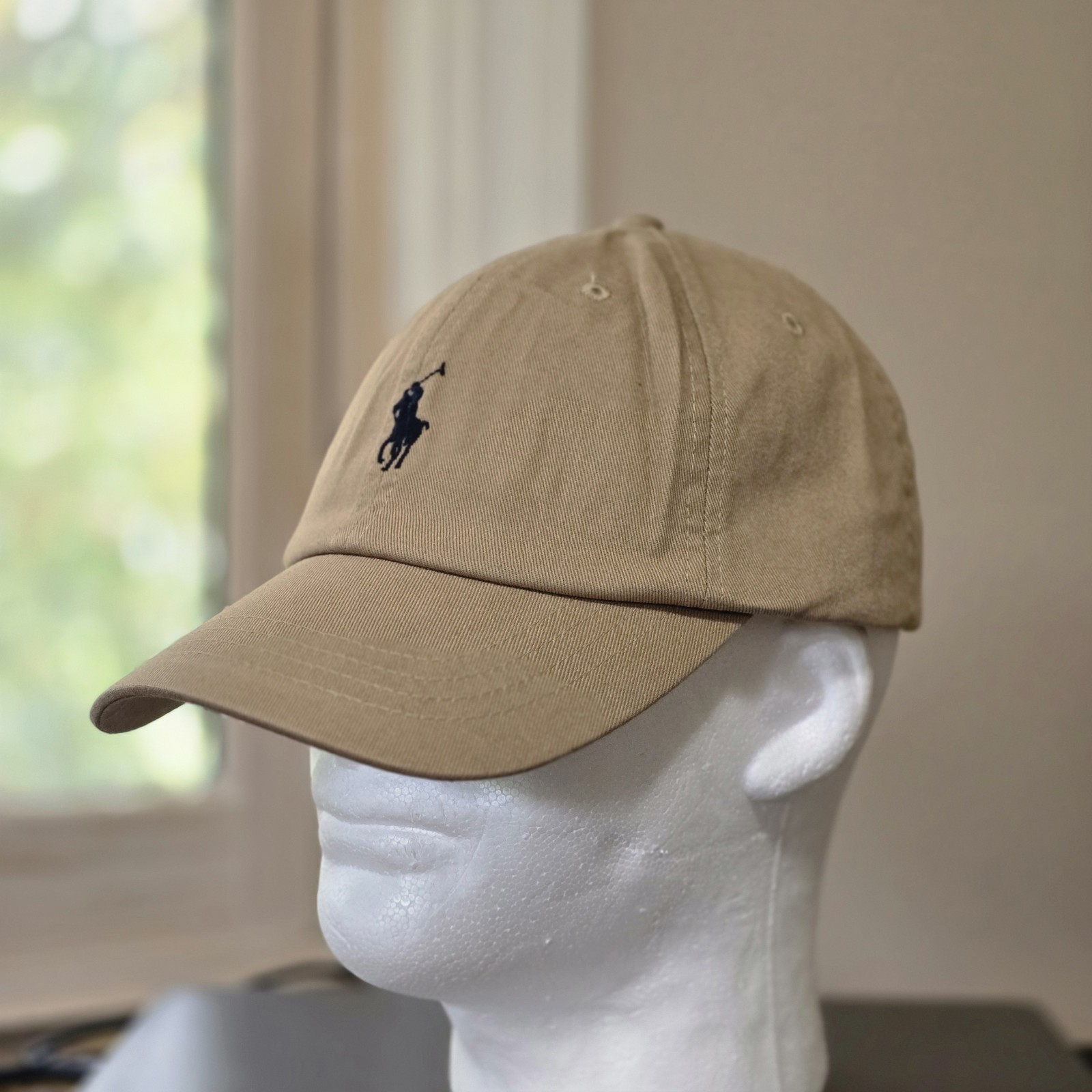 Polo Ralph Lauren Men’s One Size Cotton Chino Adjustable Ball Cap Beige Blue