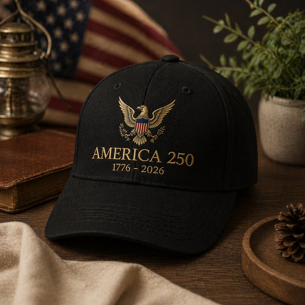 Custom Name USA 250th Anniversary Hat 1776–2026, Embroidered Patriotic Baseball