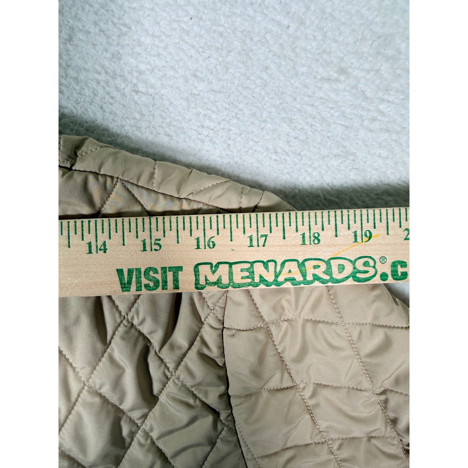 Lands End Jacket Womens Large 14-16 Tan Quilted Full Zip Outdoor Hiking Chore