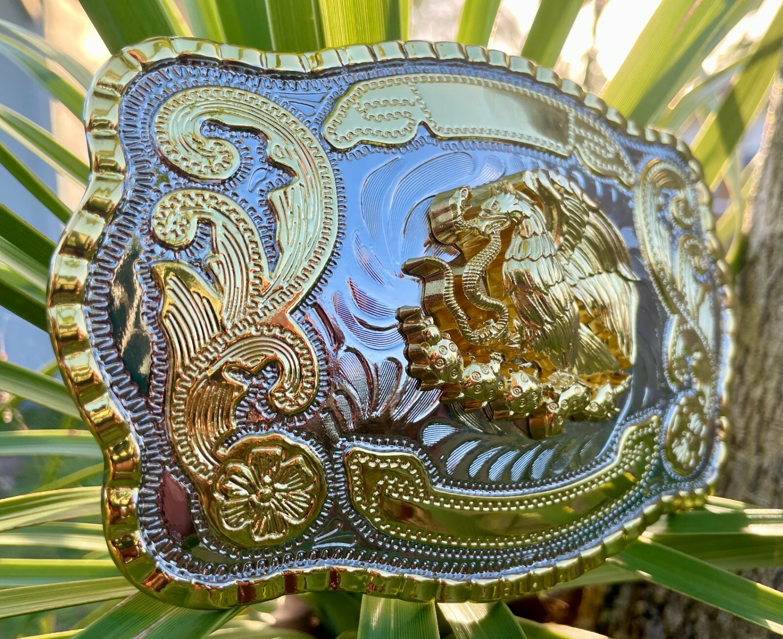Large Mexican Emblem Western Belt Buckle, Hebilla Mexicana