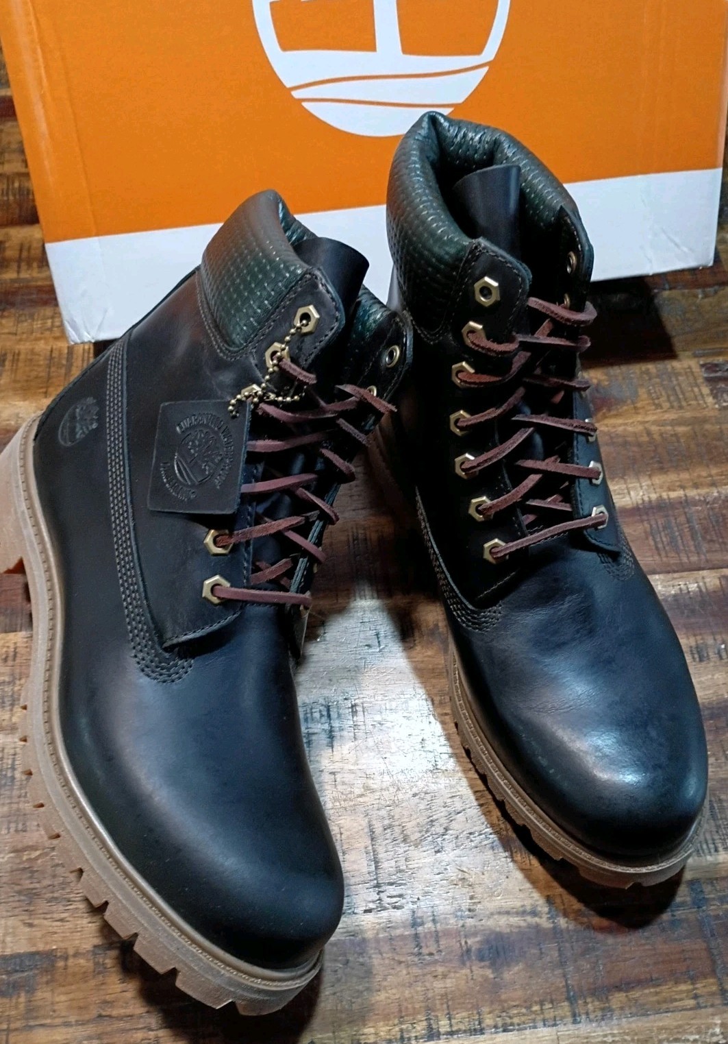 Mens Timberland Premium 6 Waterproof BOOTS Dk. GREEN FULL GRAIN LEATHER Sz 9.0