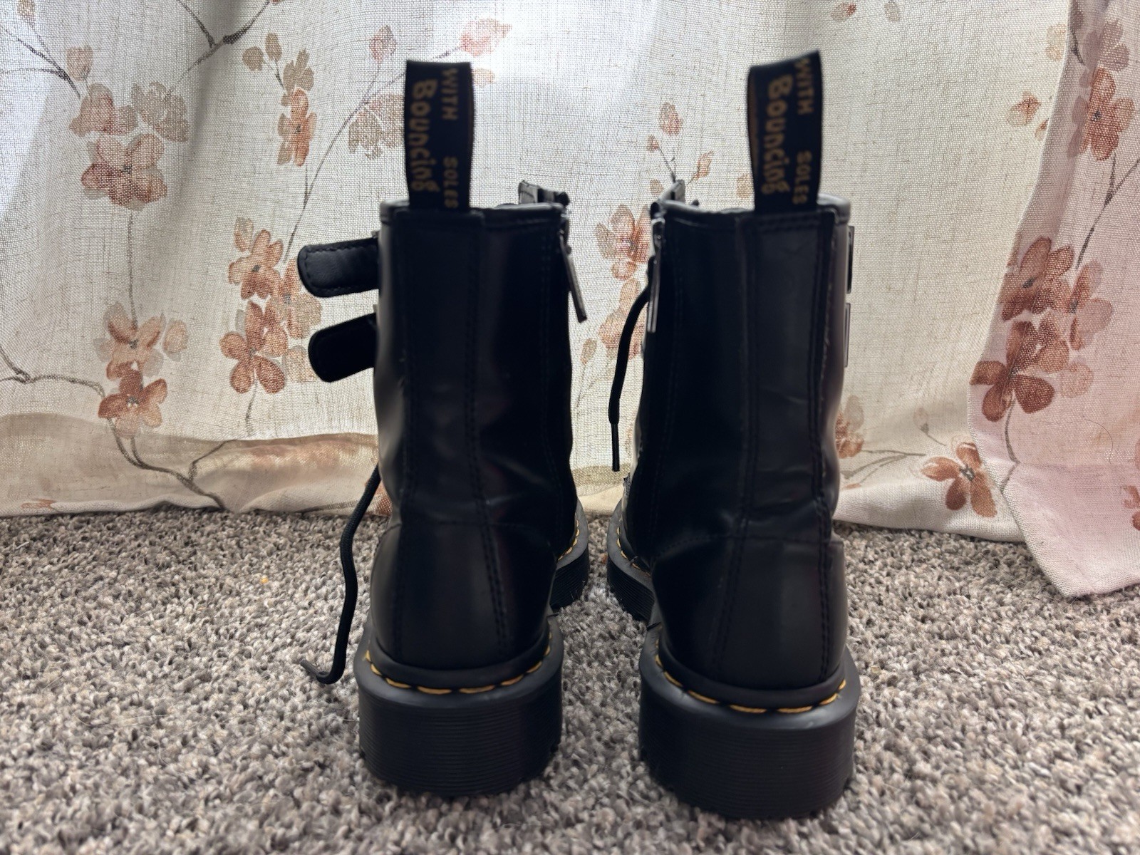 Dr. Martens Women’s US 6 Black Leather Combat Ankle Boots Lace-Up Side Zip