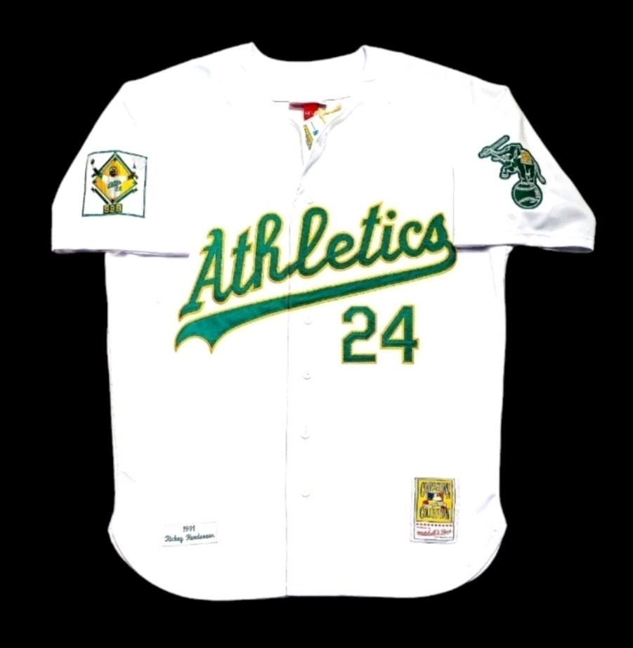 Rickey Henderson Oakland A’s 939 Record Breaker 1991 Men’s Home Baseball Jersey