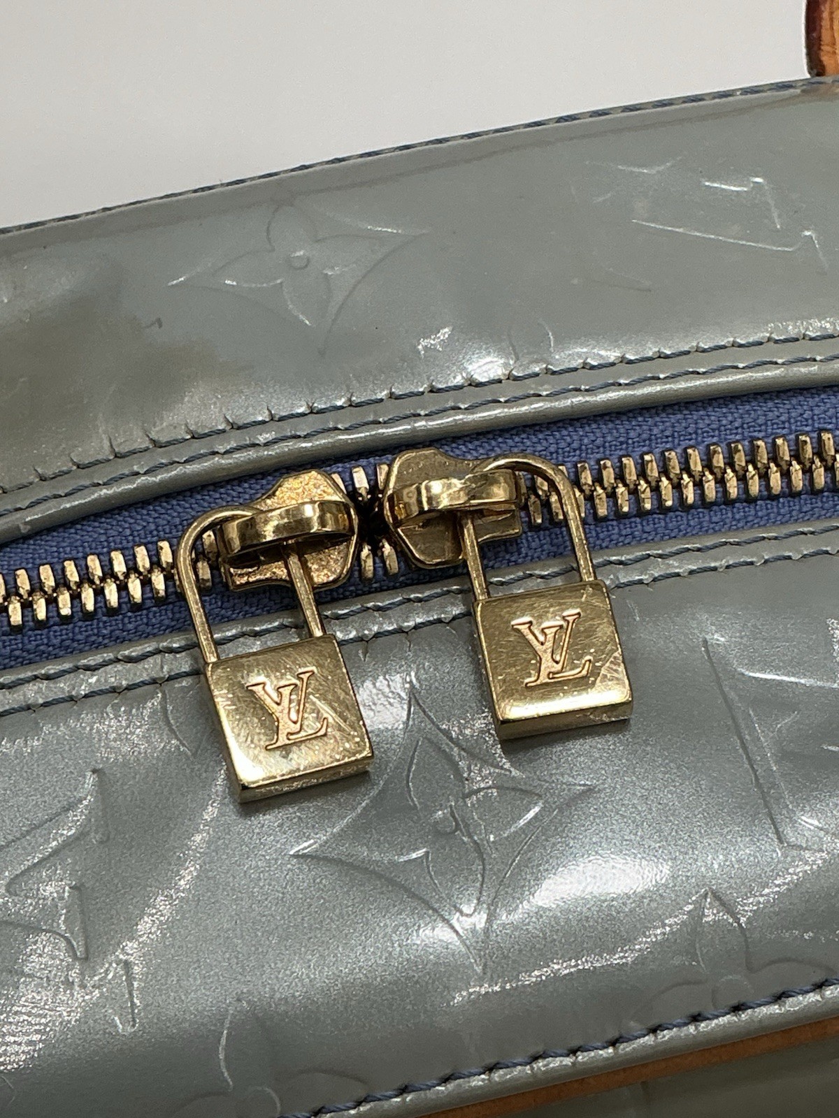 Louis Vuitton LV Monogram Tompkins Sq Vernis Patent Leather Gray Tote Bag + COA