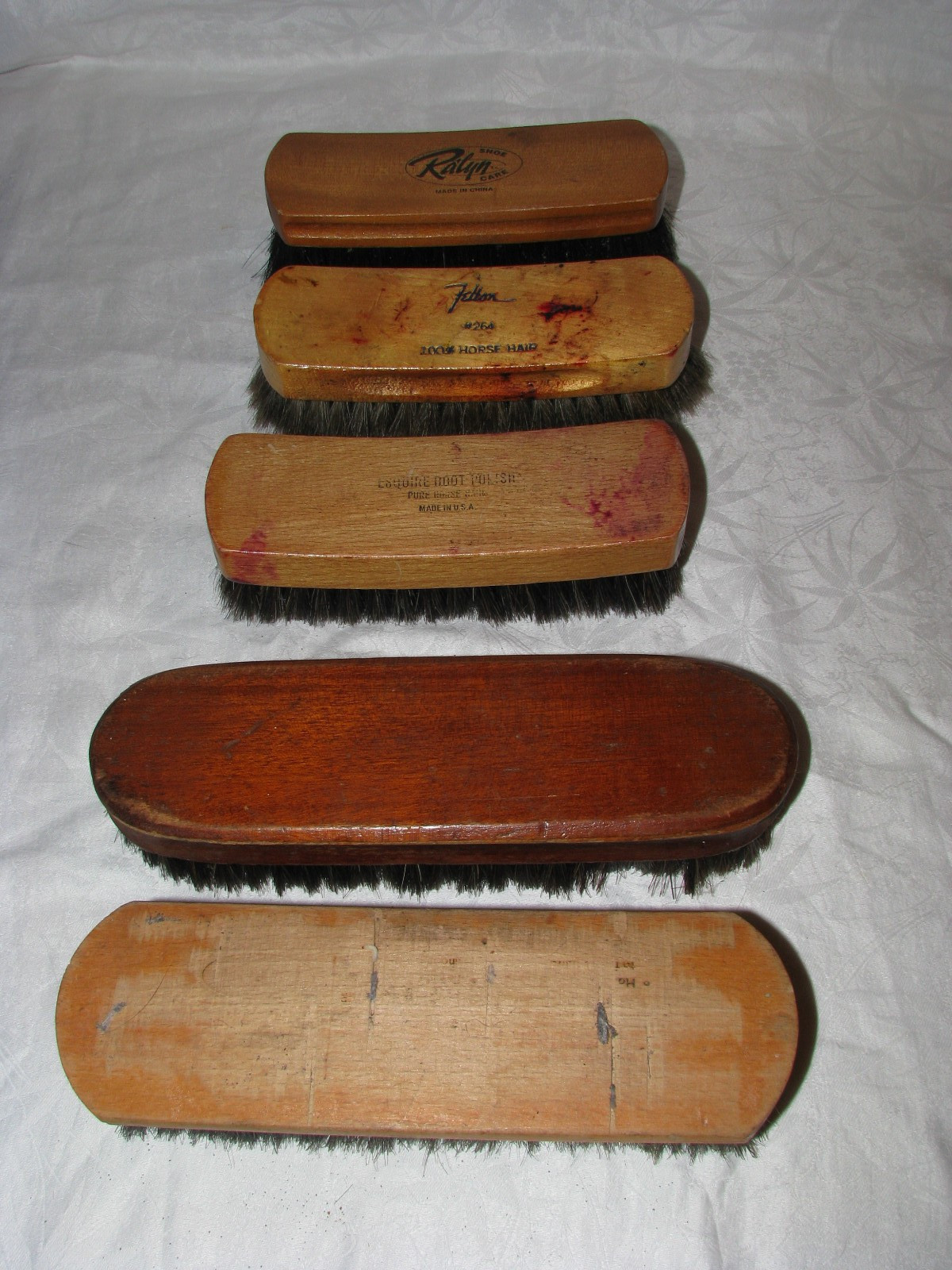 Group of Five Vintage Clothes & Shoes Horsehair Brushes Felton, Ralyn & Esquire