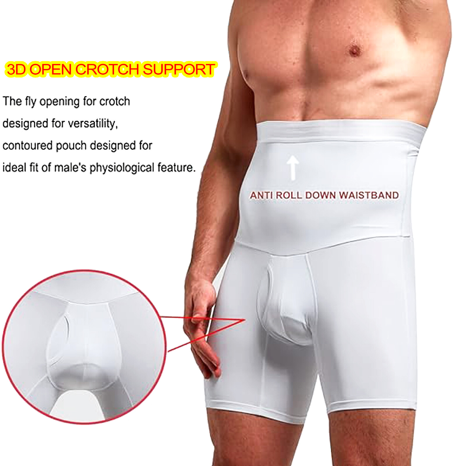 Mens Body Shaper Posture-Improving Tummy Control Compression Boxers Underwear