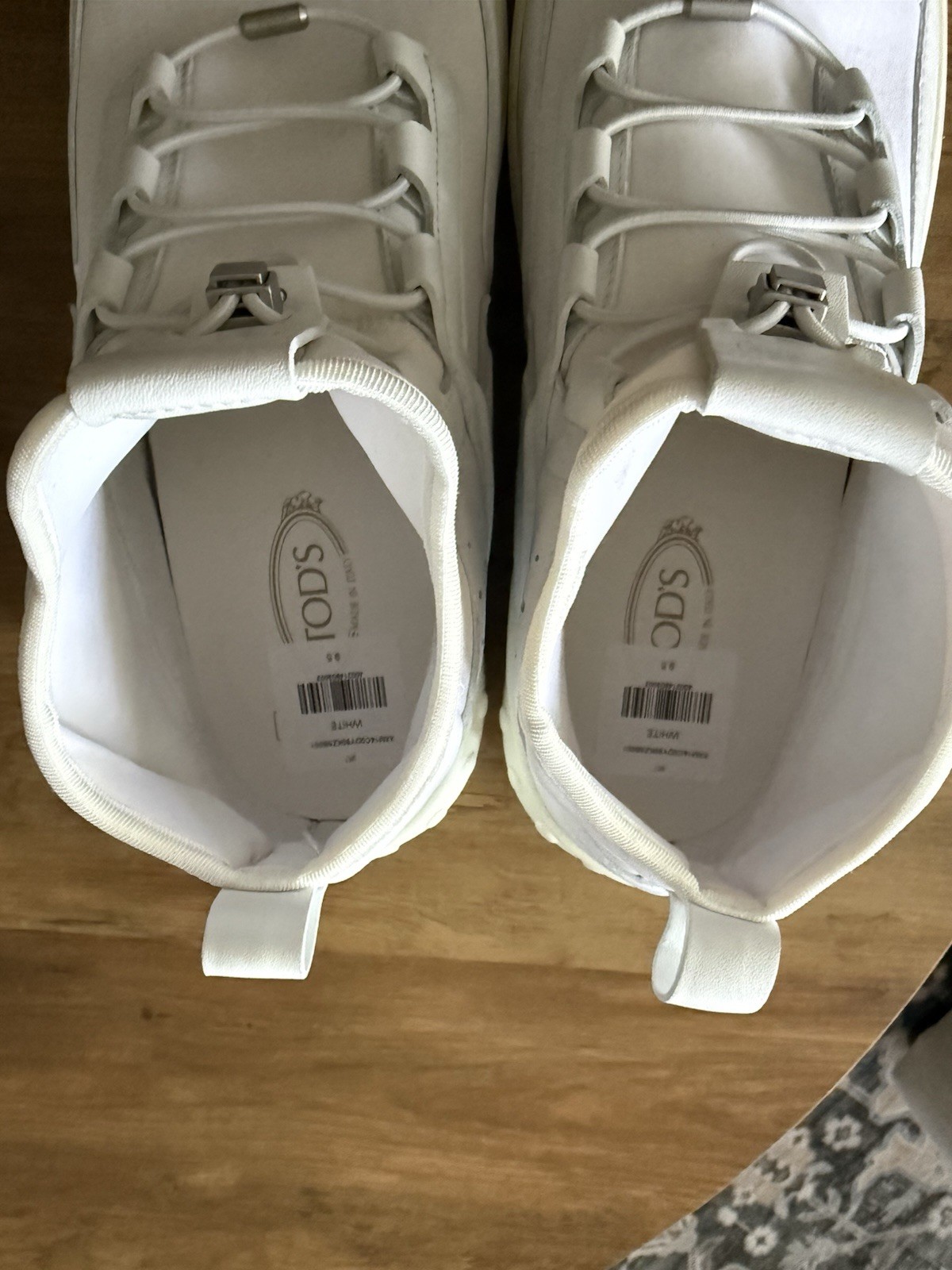Tod’s No_Code Men’s White Leather High Top Sneakers T-Logo Perforated