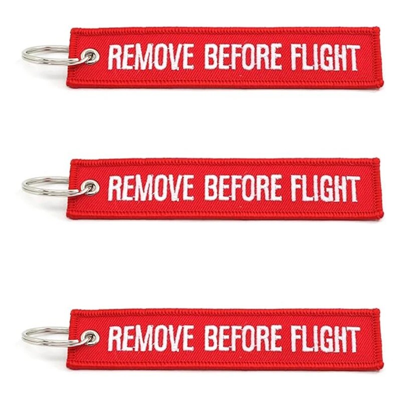 5pcs Remove Before Flight Keychain Embroidered Jet Tag