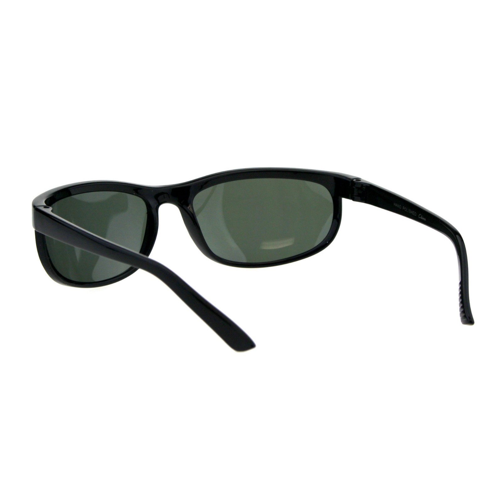 Impact Resistant Glass Lens Sunglasses Men’s Oval Wrap Around Frame Black UV400