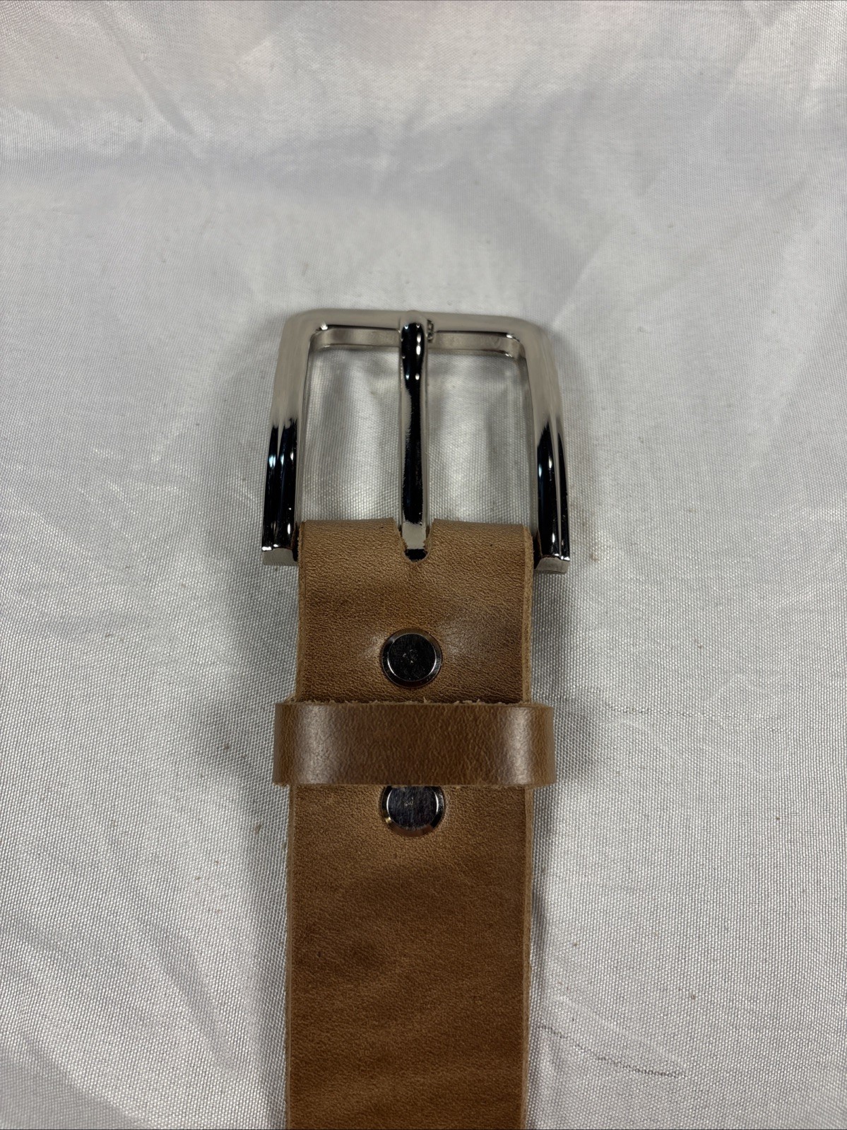 Natural Horween Chromexcel Handmade Leather Belt 1.5 Inch Raw Edge Silver Buckle