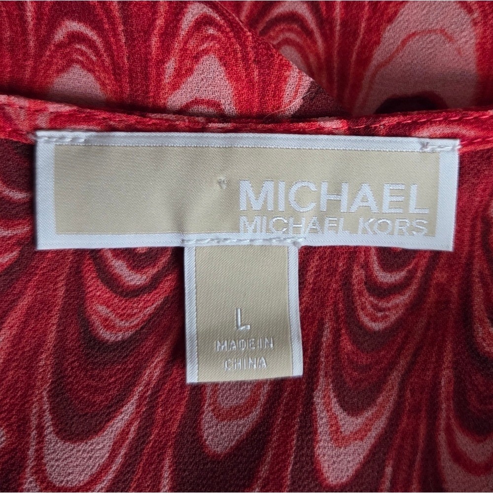 MICHAEL Michael Kors Red Swirl Blouse Size L